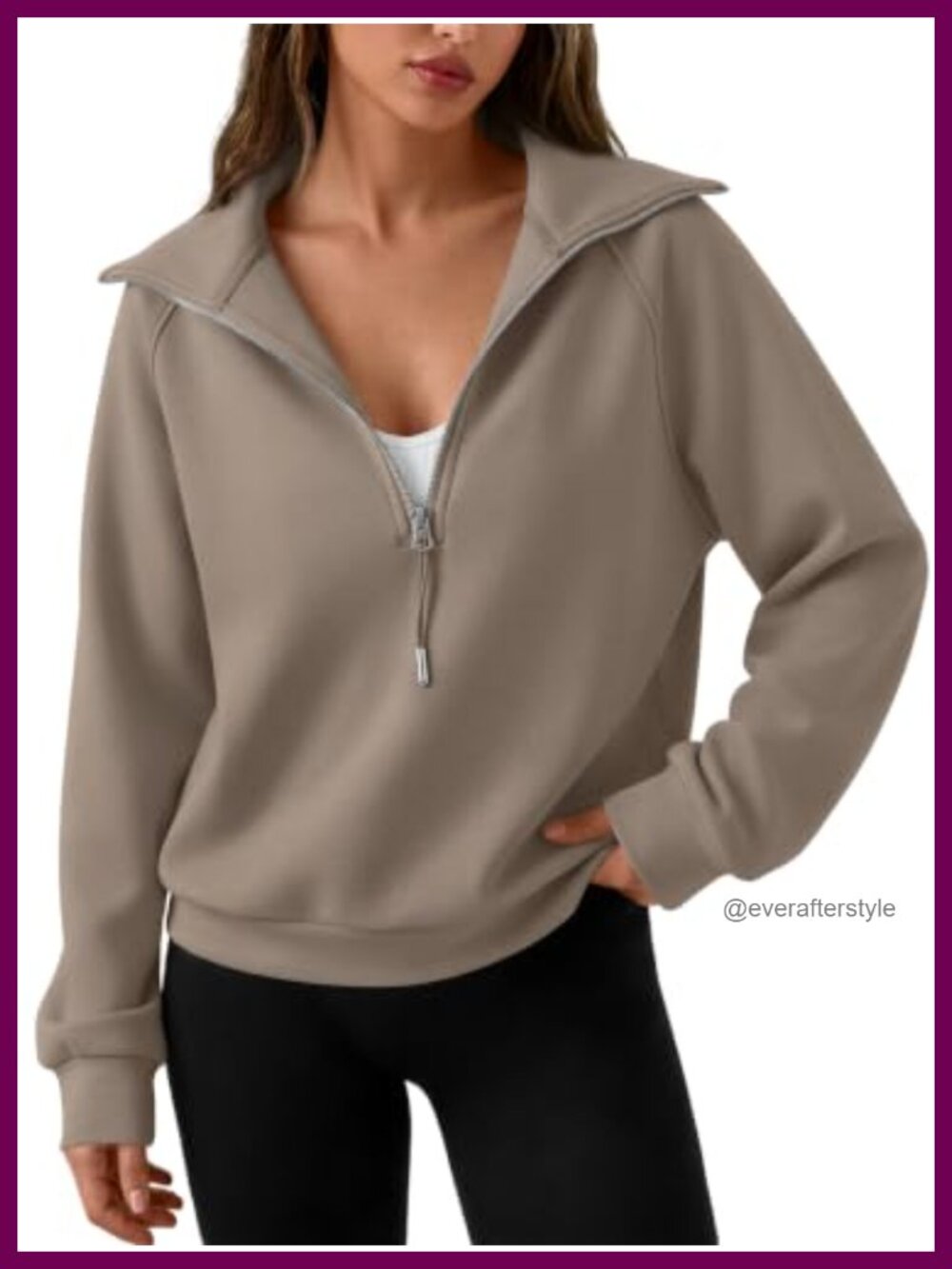 Oversized Quarter Zip Sweatshirt Cropped Pullover